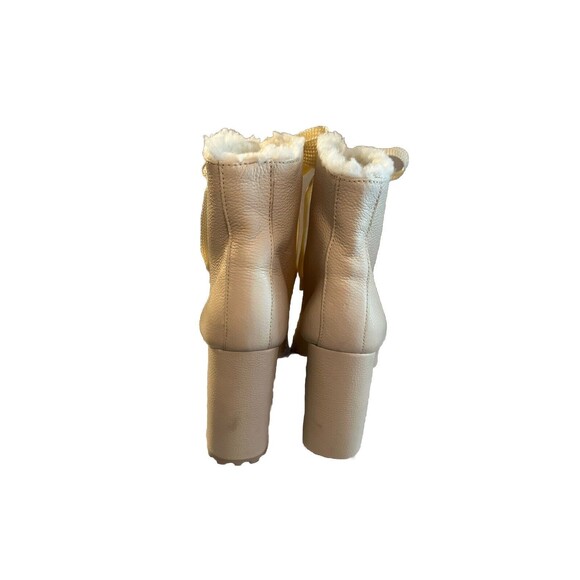 New! Schutz Zhara Winter Leather Bootie Beige Leather Faux Fur Lining SZ 10.5B - Picture 5 of 7